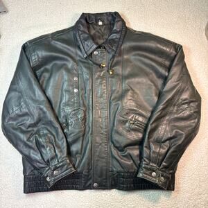 Vintage Cordovan Montreal Biker Jacket M Black Leather Quilted State Oklahoma